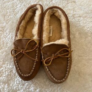 Cozy Brown Suede Moccasin Slippers